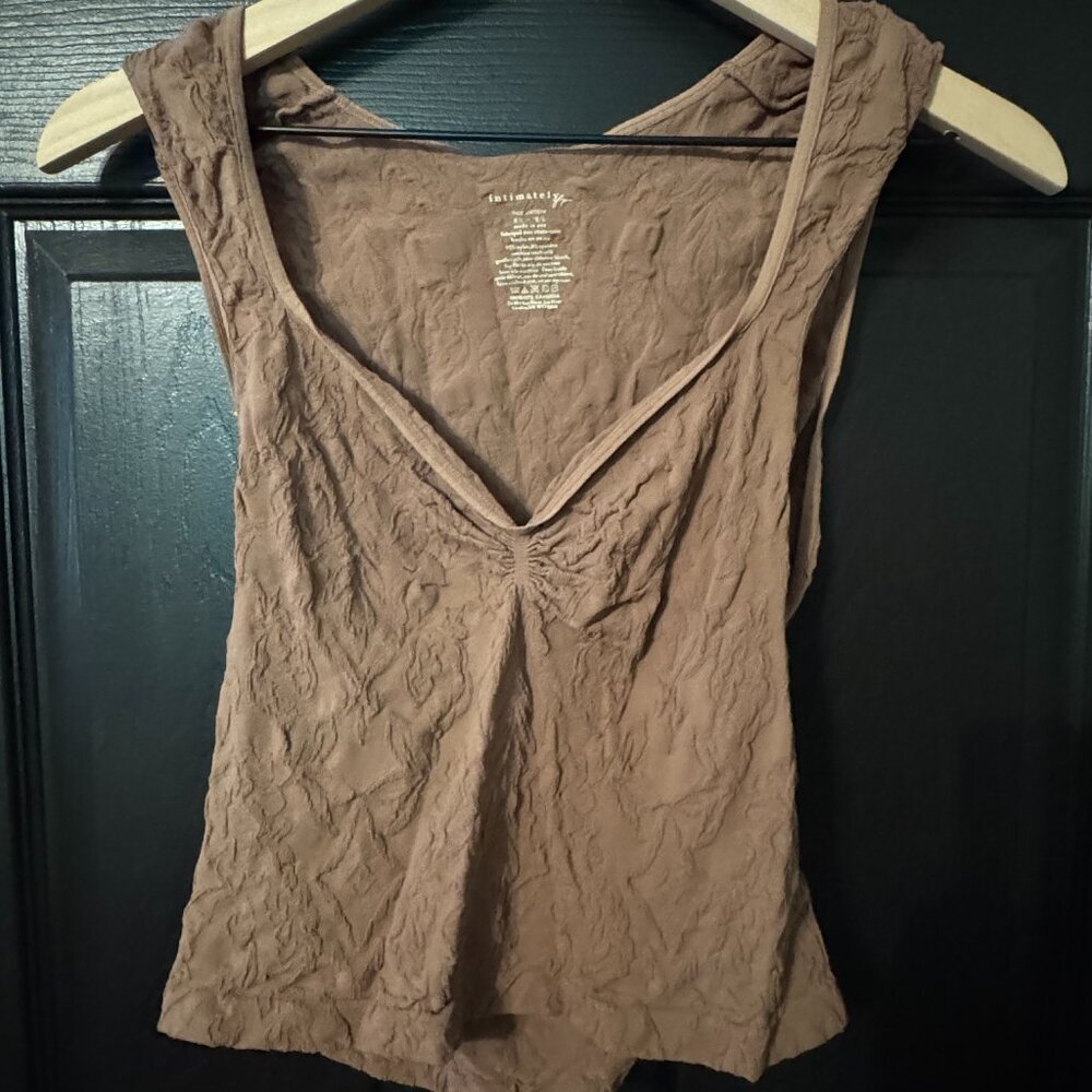 NWOT Free People V Neck Lace Cami Beige Medium Large